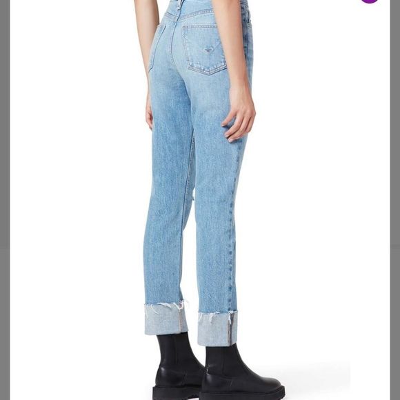 Hudson Landslide Denim Holly High-rise Straight Ankle Mom Jeans 32/12 Button Fly - Picture 5 of 9